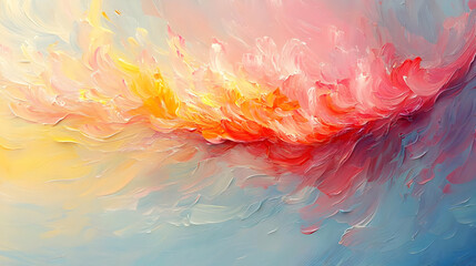 Fototapeta premium Abstract painting with vibrant colors blending harmoniously.