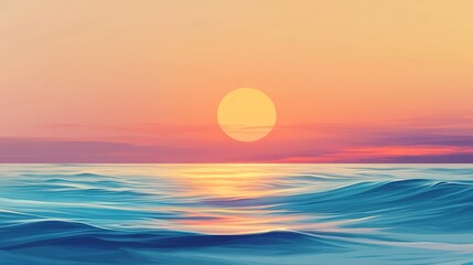 Serene Ocean Sunset with Gentle Waves