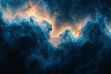 Fototapeta premium Cosmic Nebula with Starry Background and Glowing Clouds