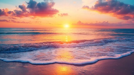 Fototapeta premium Serene Sunset Over Tranquil Ocean Waters