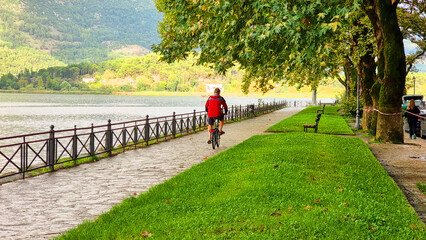 ioannina lake after rain in autumn greece