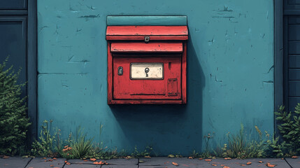 Vibrant Pop Art Style Vector Illustration of a Mailbox in Red and Black Colors with a Retro Feel