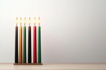 Fototapeta premium A row of candles with different colors and sizes are lit up