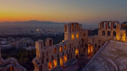 Fototapeta premium Odeon of Herodes Atticus: Sunset View