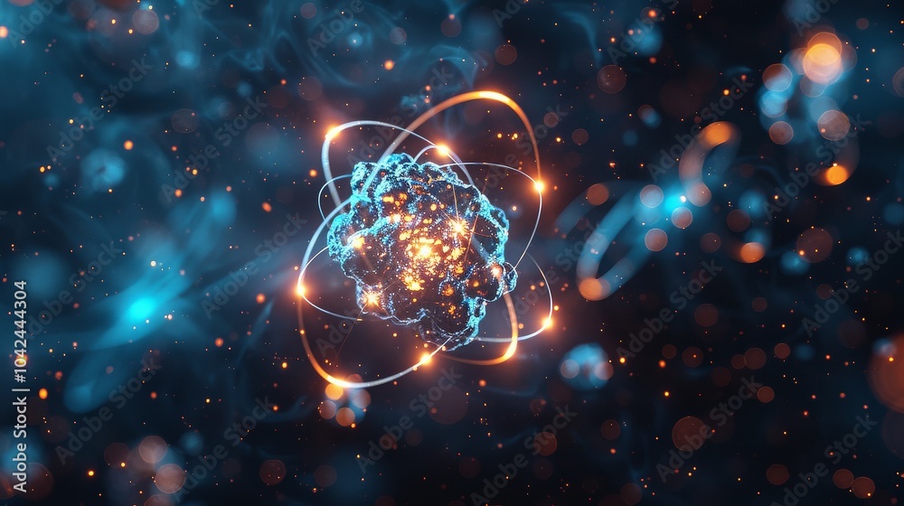 Fototapete A computer generates a detailed image of an object floating in space, showcasing intricate details and realistic lighting effects.