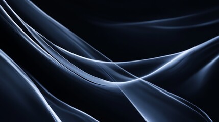 Fototapeta premium Abstract black background. Featuring a series of luminous, flowing arcs with a gradient shine. Showcasing a smooth and modern visual effect. Ideal for contemporary designs and artistic projects