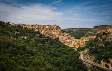Panoramic view on Ragusa city. Sicily island, Italy. June 2023