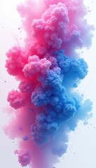 Fototapeta premium Vivid pink and blue smoke clouds blend seamlessly, creating a mesmerizing abstract visual. Perfect for creative projects in art, design, and marketing.