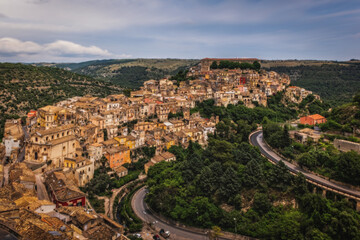 Panoramic view on Ragusa city. Sicily island, Italy. June 2023