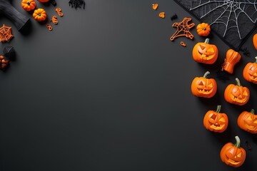 Minimalist Orange and Black Background with Geometric Shapes
