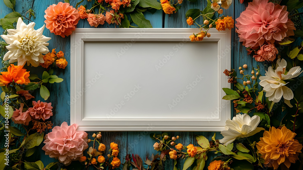 Sticker Floral frame with a blank center for customization or decoration.