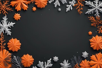 Fototapeta premium Autumn Tree Silhouette with Orange and Black Background 