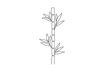 Continuous one line drawing bamboo trees for plantation decoration logo identity. Fresh evergreen perennial flowering plant concept for plant icon. Single line draw design vector graphic illustration