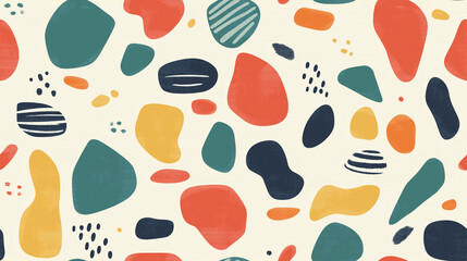 Abstract Geometric Seamless Pattern with Colorful Shapes and Organic Textures