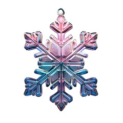 Holographic Snowflake with Transparent Background for Christmas Decorations, Digital Art, and Festive Designs