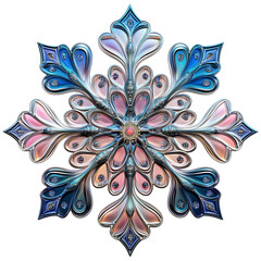 Holographic Snowflake Collection with Transparent Background for Christmas Decorations, Digital Art, and Festive Designs