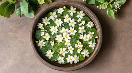 Serene Floral Arrangement in Natural Bowl