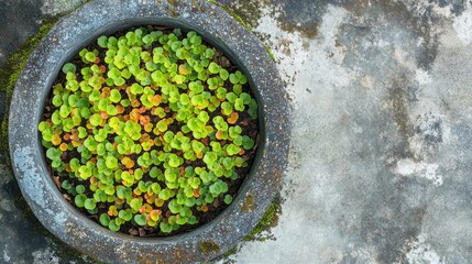 Vibrant Succulent Plants in Round Pot