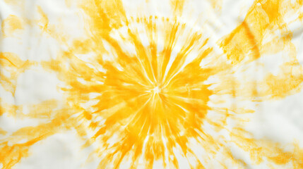 Abstract yellow and white tie dye background. Close up of yellow fabric dye pattern.  Abstract art texture.