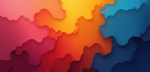 Obraz premium Vibrant abstract layers of color blend seamlessly, creating a dynamic backdrop ideal for creative design projects, branding, or digital artwork.