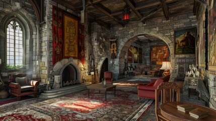 Obraz premium Medieval Castle Room Interior