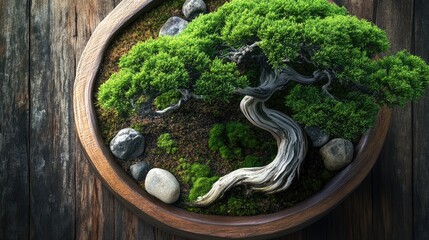 Tranquil Bonsai Tree in Elegant Wooden Planter