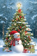 snowman on christmas tree