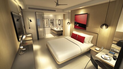 Modern Hotel Room with Elegant Interior Design
