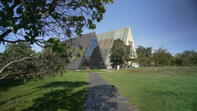 View of the Fram Museum on a sunny day, Bygdoy, Oslo, Norway, Scandinavia, Europe