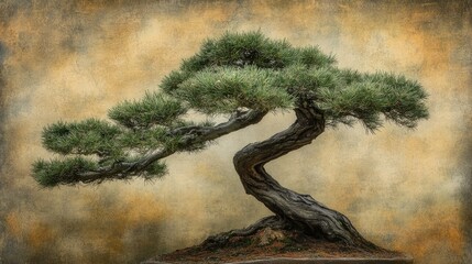 Elegant Bonsai Tree with Textured Background