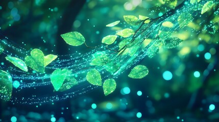 Obraz premium Green Leaves Bokeh Background