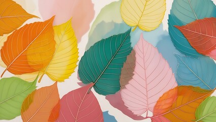 Obraz premium Vibrant Artistic Design Overlapping Translucent Leaves in a Delicate, Ethereal Pattern