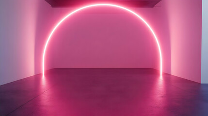 Obraz premium Bright Neon Arch on Wall in Modern Space