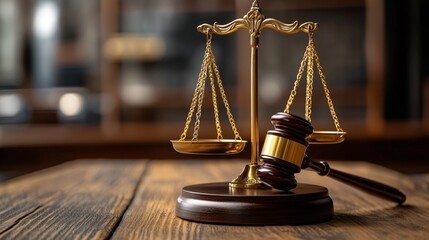 Scales of justice in front of the courthouse