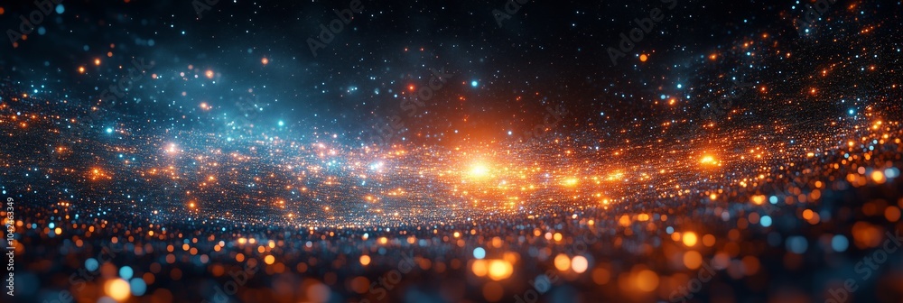Poster abstract representation of the universe as an array of digital code, composed from thousands of tiny
