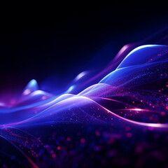 Dark blue and purple background Neon background Digital waves Ray tracing speed lines