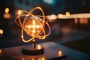 Modern Ornamental Globe Lamp with Warm Light on Tabletop