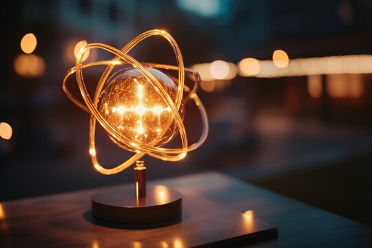 Modern Ornamental Globe Lamp with Warm Light on Tabletop