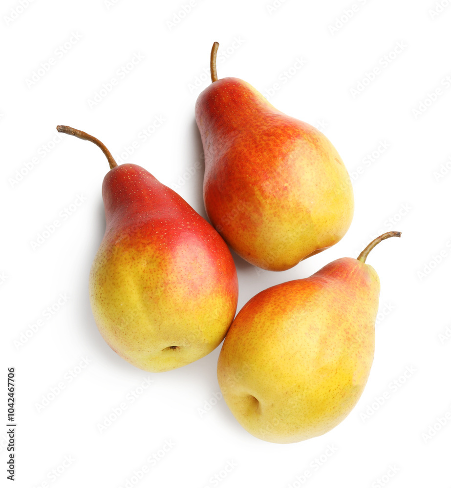 Canvas Prints Fresh ripe juicy pears isolated on white, top view