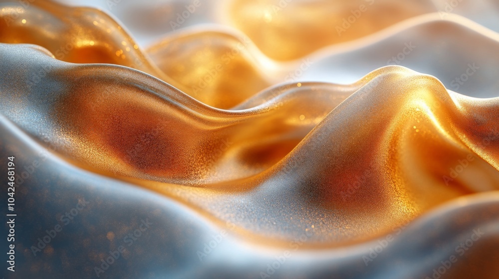 Fototapete soft, flowing golden waves ripple gently, illuminated by warm light. the smooth textures create a ha