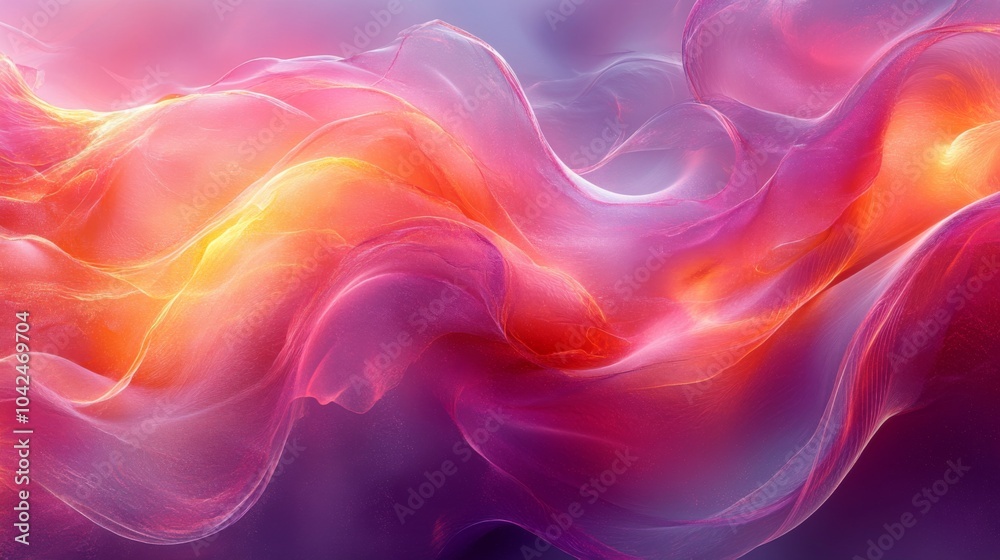 Poster this artwork showcases dynamic waves of pink and orange, blending seamlessly in an abstract form. th