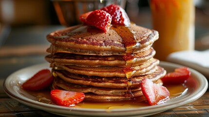 A stack of buckwheat and almond flour pancakes a glutenfree and fiberpacked breakfast option.