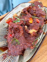 Crispy fried fish with Thailand sauce