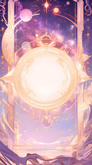 Glowing Tarot Card with Magical Cosmic Background
