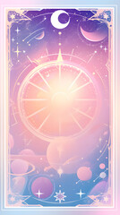 Delicate Tarot Frame with Saturn and Crescent Moon