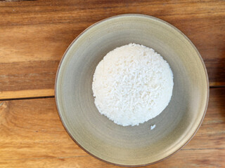 Close up of steam basmati rice on plate