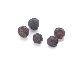 black peppercorns isolated on white background