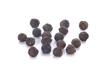 black peppercorns isolated on white background