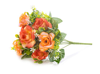Artificial flowers rose isolated on white background