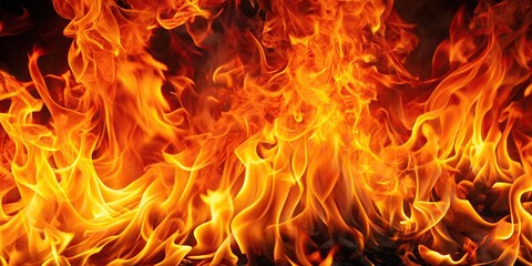 Fototapeta premium Description: Vivid and energetic fire flames dancing wildly